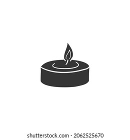 Little Candle Icon Silhouette Illustration. Soft Illumination Vector Graphic Pictogram Symbol Clip Art. Doodle Sketch Black Sign.