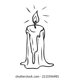 little candle line vector illustration,isolated on white background,top view