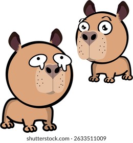 little capybara character cartoon expressions pack collection in vector art