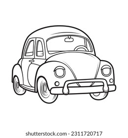 Little car for coloring book. Vector illustration isolated on white background