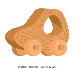 icono de juguete de madera de un coche pequeño