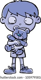 Little cared boy with a bear