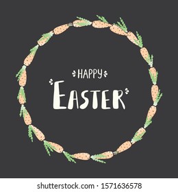Little carrots frame, easter element on dark background