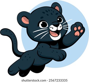 little cartoon black panther jumping