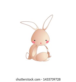 little cartoon brown bunny with pink cheeks