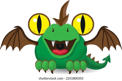 Little cartoon dragon with big eyes