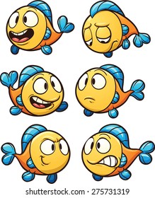 Little cartoon fish. Vector clip art illustration with simple gradients. Each on a separate layer.