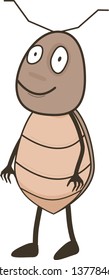 Little cartoon funny bug with a mustache that stands and looks