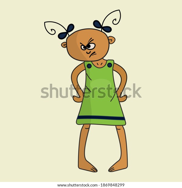 Little Cartoon Girl Very Angry Childs Stock Vector (Royalty Free ...