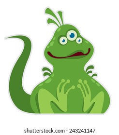 little cartoon green monster - vector illustration