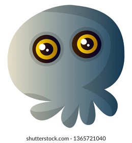Little cartoon grey skull vector illustartion on white background