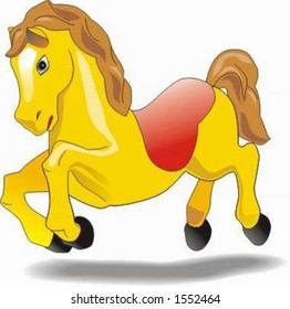 Little cartoon horse galloping, vector sketch