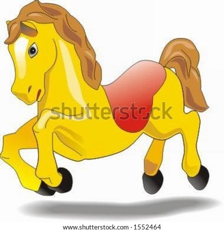 Little cartoon horse galloping, vector sketch