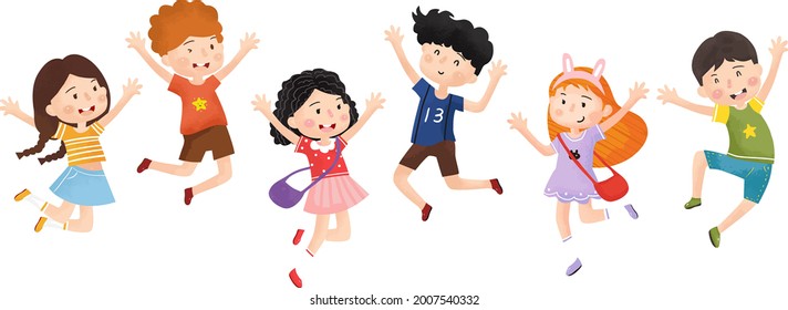 Little Cartoon Kids Happy Season Stock Vector (Royalty Free) 2007540332 ...