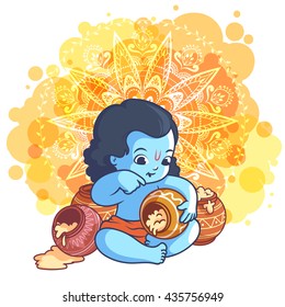 little krishna images stock photos vectors shutterstock https www shutterstock com image vector little cartoon krishna pot makhan vector 435756949