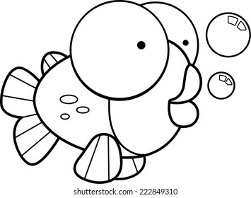 A little cartoon orange fish with bubbles.
