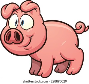 Little cartoon pig. Vector clip art illustration with simple gradients. All in a single layer. 