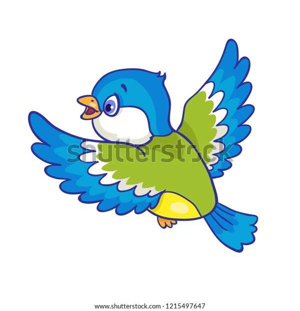 Little Cartoon Titmouse Flying Isolated On Stock Vector (Royalty Free ...