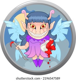 little cartoon tooth fairy, funny illustration