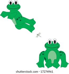 little cartoon vector frogs