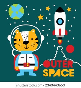 a little cat the astronaut funny cartoon