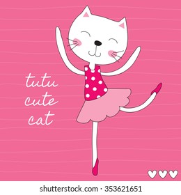 little cat ballerina vector illustration