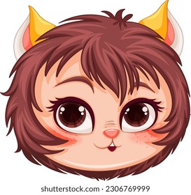 Little Cat Girl Hybrid in Fantasy Cartoon Style illustration