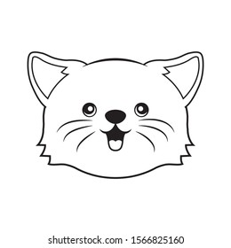 little cat head. black cat head sketch. pet symbol with isolated white background.