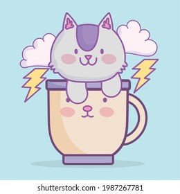 little cat on cup cute cartoon
