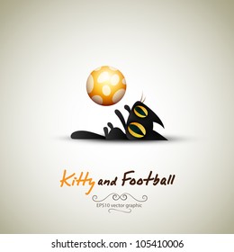 Little Cat playing with Football | Great Greeting for Pet Owners | Layered EPS10 Vector Background