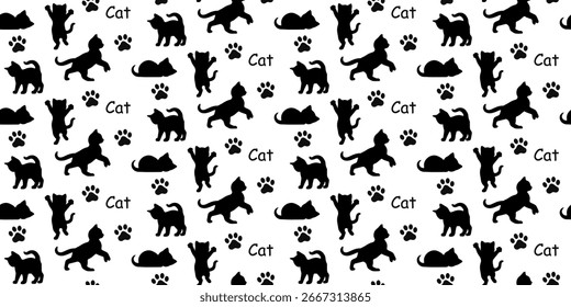 Silueta de gato pequeño sin patrón con patas.