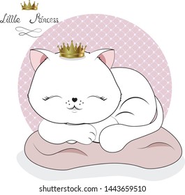 a little cat, sleeps on a pillow