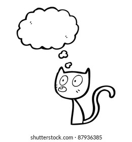 caricatura de pensamiento de un gato pequeño