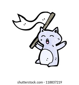 little cat waving flag