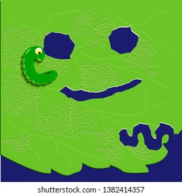 the little caterpillar ate a leaf in the shape of a smile