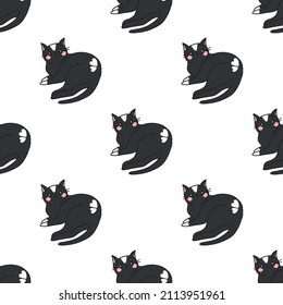 Patrón de gatos pequeños sin fisuras. Fondos con un gatito lindo. Ilustración vectorial.