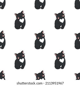 Little cats seamless pattern. Backgrounds with cute kitten. Vector illustration.