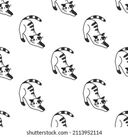 Little cats seamless pattern. Backgrounds with cute kitten. Vector illustration.