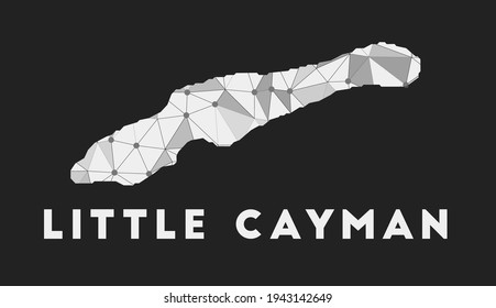Little Cayman - Netzwerkkarte der Insel. Little Cayman trendy geometrische Design auf dunklem Hintergrund. Technologie, Internet, Netzwerk, Telekommunikationskonzept. Vektorgrafik.