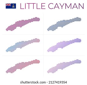 Little Cayman dotted map set. Map of Little Cayman in a dotted style. Borders of the island filled with beautiful smooth gradient circles. Artistic vector illustration.