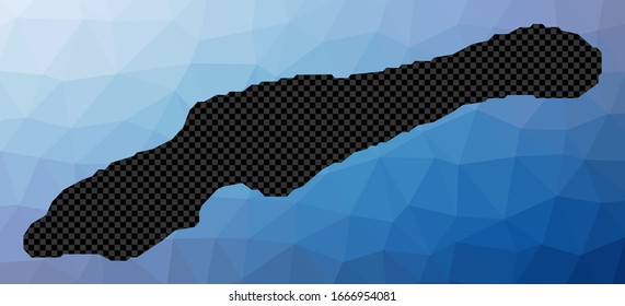 Mapa geométrico de Caimán. Forma de galería de esténcil del Pequeño Caimán en estilo de polos bajos. Ilustración vectorial de islas artísticas.