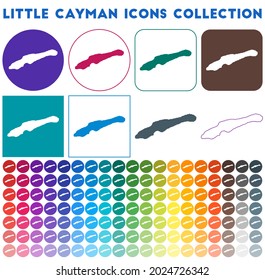 Little Cayman icons collection. Bright, colorful, trendy map icons. Modern Little Cayman badge with island map. Vector illustration.