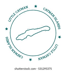 Little Cayman vector map. Retro vintage insignia with island map. Distressed travel stamp with Little Cayman text wrapped around a circle and stars. Little Cayman map vector illustration.