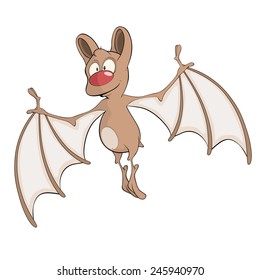 Little cheerful bat. Cartoon 