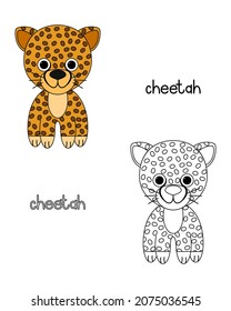 Little cheetah coloring book  coloring book for preschool kids and easy educational game level  Simple linear design 