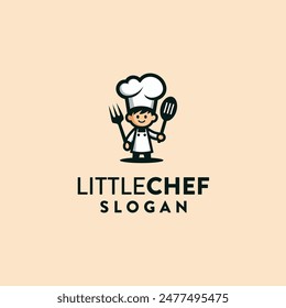 little chef boy character logo vector illustration