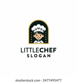 Ilustración vectorial de logo de personaje de niño pequeño chef