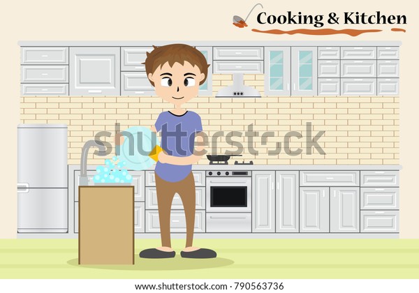 Little Chef Cooking Kitchen Anime Cartoon Stock Vector Royalty Free 790563736