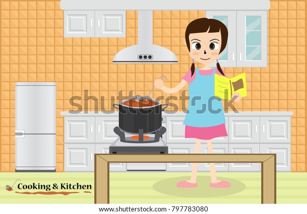 Little Chef Cooking Kitchen Anime Cartoon Stock Vector Royalty Free 797783080