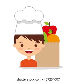 little chef kids menu vector illustration design
